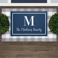 Elegant Navy Blue Monogram Family Name