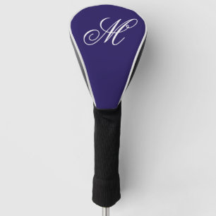 Elegant Navy Blue Monogram Initial Golf Head Cover