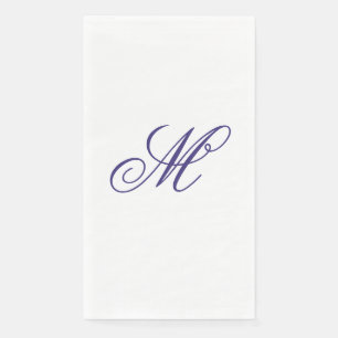 Elegant Navy Blue Monogram Initial  Napkin