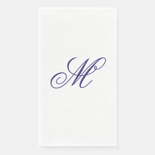 Elegant Navy Blue Monogram Initial  Napkin (Front)