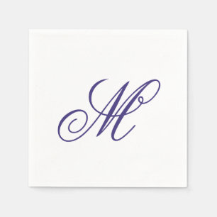 Elegant Navy Blue Monogram Initial  Napkin