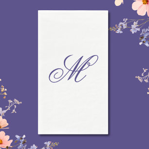 Elegant Navy Blue Monogram Initial Napkin
