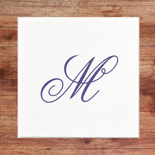 Elegant Navy Blue Monogram Initial  Napkin (Creator Uploaded)