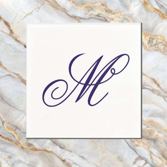 Elegant Navy Blue Monogram Initial  Napkin (Creator Uploaded)