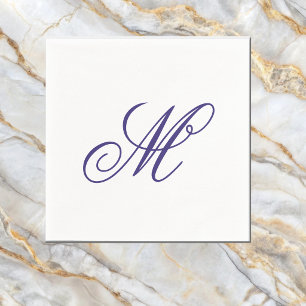 Elegant Navy Blue Monogram Initial Napkin