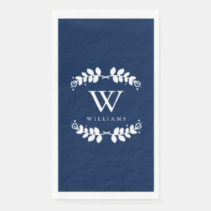 Elegant Navy Blue Monogram Napkin