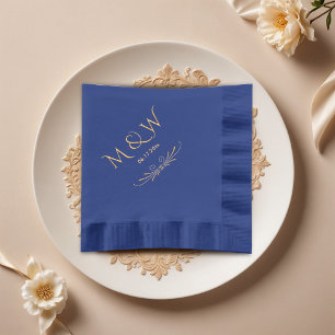 Elegant Navy Blue Monogram Wedding Foil Napkins