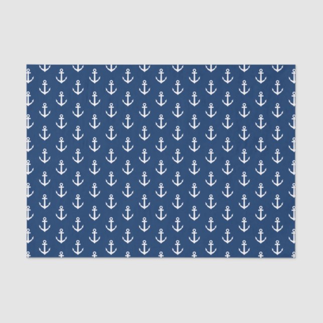 Elegant navy blue nautical anchor gift filler tissue paper (Front)
