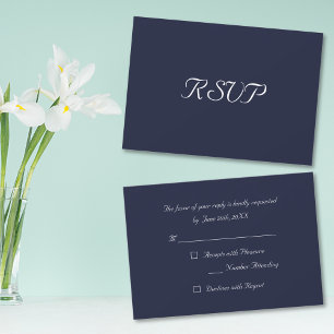 Elegant Navy Blue Party Reply RSVP Invitation Card