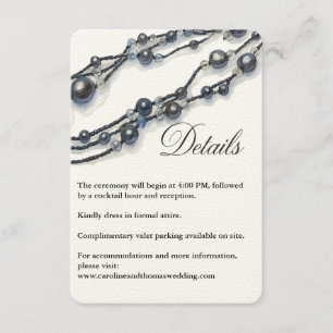 Elegant Navy Blue Pearl Watercolor Modern Wedding  Enclosure Card