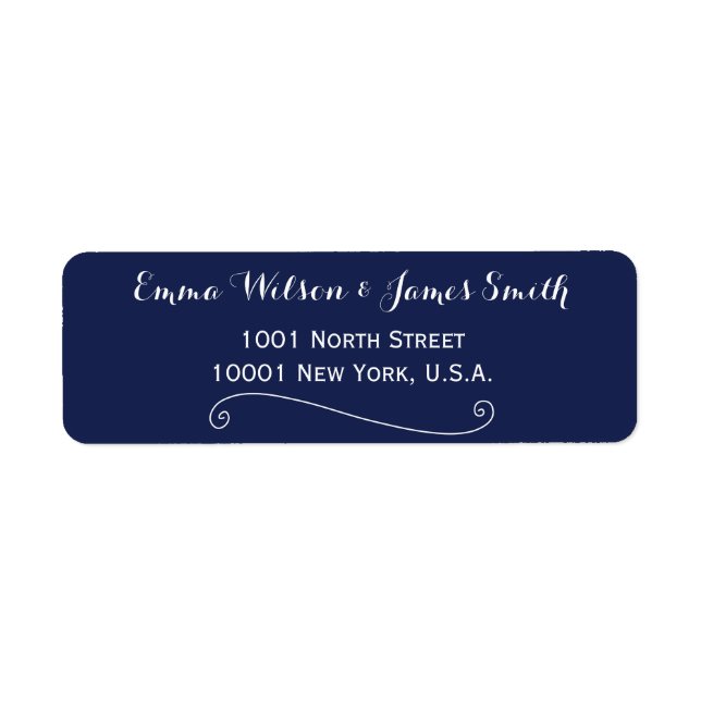 Elegant Navy Blue Personalised Address Labels (Front)
