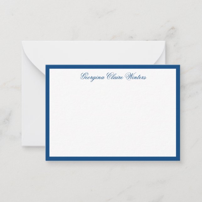 Elegant Navy Blue Personalised Classic Script Card (Front)