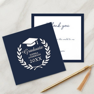 Elegant Navy Blue Personalised Thank You Card