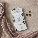 Elegant Navy Blue Pink Blush Gold Floral Wedding  All In One Invitation<br><div class="desc">This elegant navy blue pink blush gold floral wedding all in one invitation is perfect for a rustic wedding. The design features beautiful hand-painted dark blue, blue, navy, pink , blush, gold flowers and green foliage, bunched into elegant bouquets. Save paper by including more details within the invitation instead of...</div>