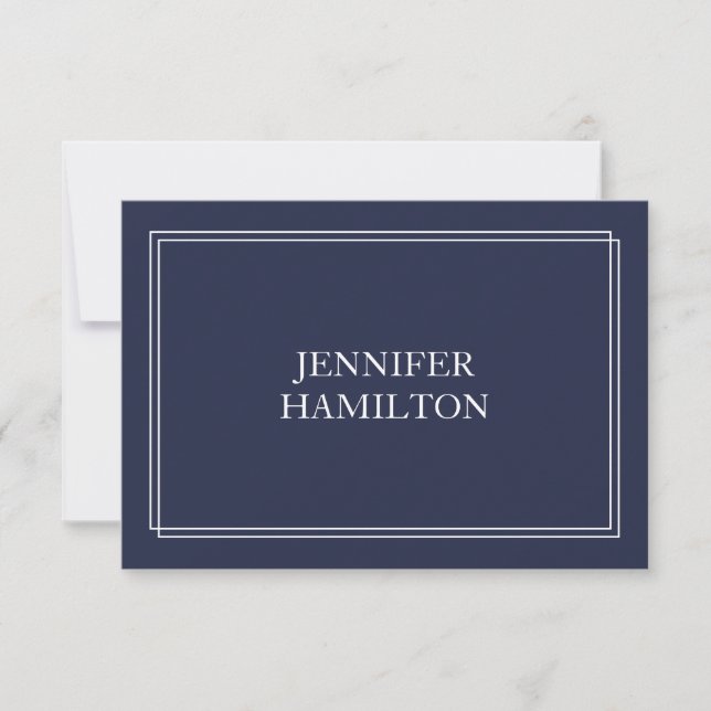 Elegant Navy Blue Place Card (Front)