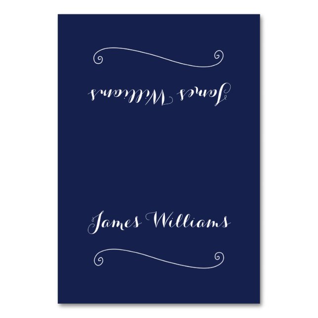 Elegant Navy Blue Place Setting Cards (Front)