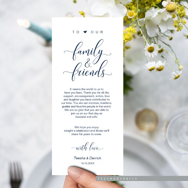 Elegant Navy Blue, Place Setting Thank You Card (Elegant Navy Blue, Wedding Dinner Place Setting Thank You Cards)