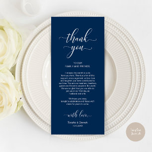 Elegant Navy Blue, Place Setting Thank You Card