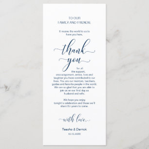 Elegant Navy Blue, Place Setting Thank You Card