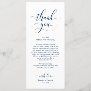 Elegant Navy Blue, Place Setting Thank You Card
