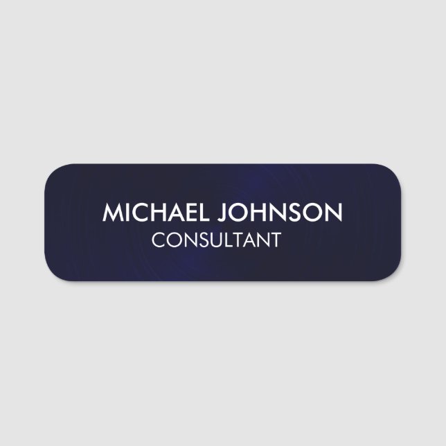 Elegant Navy Blue Professional Business Name Tag (Front)