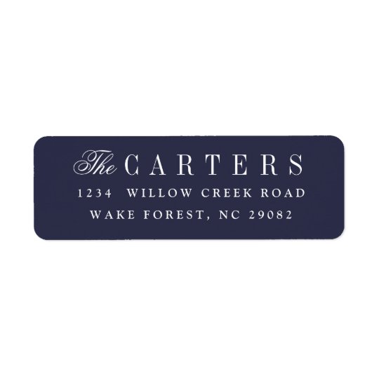 Elegant navy blue return address label