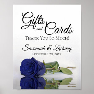 Elegant Navy Blue Rose Gifts & Cards Wedding Sign