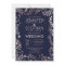 Elegant Navy Blue Rose Gold Floral Wedding Invites