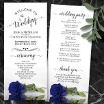 Elegant Navy Blue Rose Simple Romantic Wedding Programme<br><div class="desc">This beautiful wedding program features an elegant design with a single long stemmed navy blue coloured rose lying on its side reflecting in water. The titles are written in fancy script calligraphy, and there is space for your ceremony and wedding party details, as well as a short thank you for...</div>
