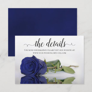 Elegant Navy Blue Rose Wedding Details Website Enclosure Card