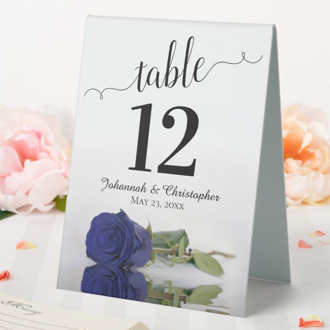 Elegant Navy Blue Rose Wedding Table Number (In SItu (Wedding))