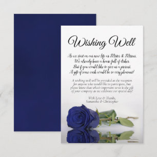 Elegant Navy Blue Rose Wedding Wishing Well Poem Enclosure Card