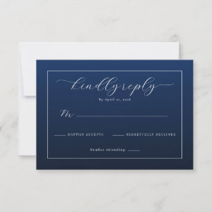 Elegant Navy Blue RSVP Card