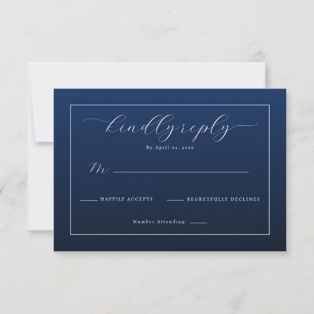 Elegant Navy Blue RSVP Card (Front)