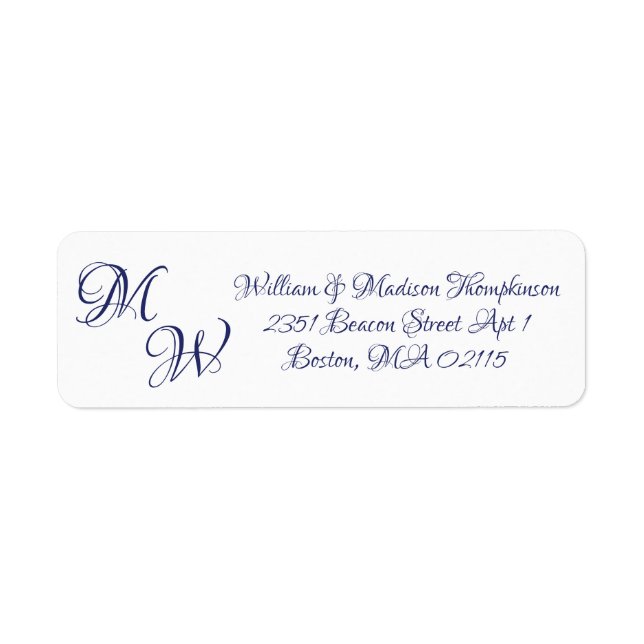 Elegant navy blue script custom initials monogram  (Front)