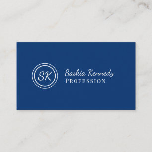 Elegant Navy Blue Script Professional Monogram Business Card
