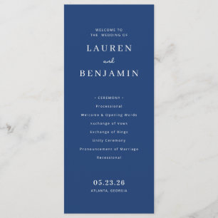 Elegant Navy Blue Serif Ceremony Programme