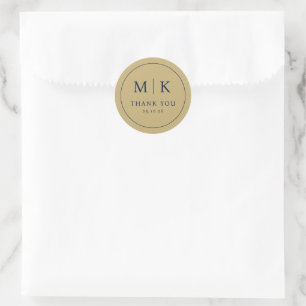 Elegant Navy Blue Serif Thank You Sticker