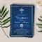 Elegant Navy Blue Silver Boy Baptism Invitation