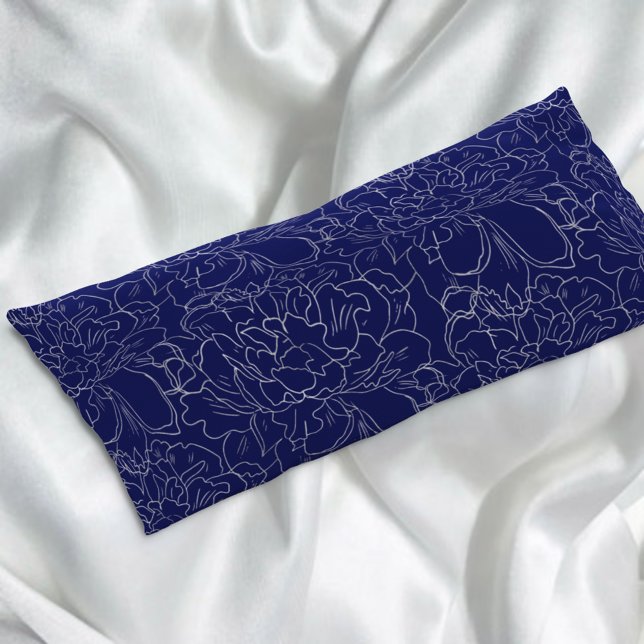 Elegant Navy Blue Silver Floral Pattern Body Cushion (Creator Uploaded)
