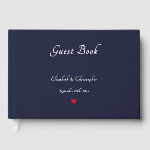 Elegant Navy Blue Silver Foil Weddings Anniversary Guest Book