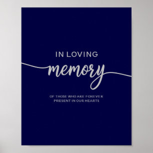 Elegant Navy Blue Silver Wedding Memorial Sign