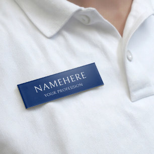 Elegant Navy Blue Simple Basic Minimalist Modern Name Tag