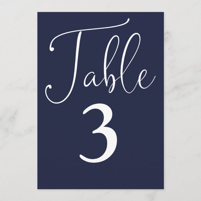 Elegant Navy Blue Simple Large Table Number (Front)