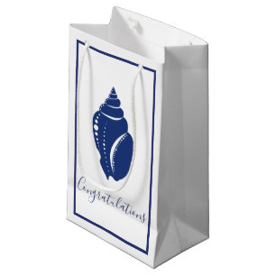 Elegant Navy Blue Spiral Seashell Congratulations Small Gift Bag