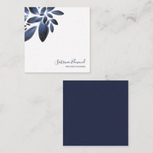 Elegant Navy Blue Succulent Foliage Signature Card