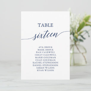 Elegant Navy Blue Table Number 16 Seating Chart