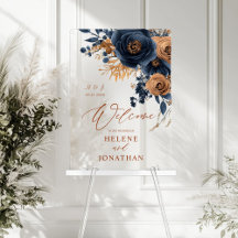 Elegant Navy Blue Terracotta Wedding Welcome