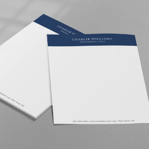 Elegant Navy Blue Thank You After Job Interview Custom Letterhead