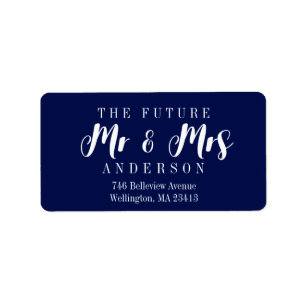 Elegant Navy Blue The Future Mr. and Mrs. Script Label